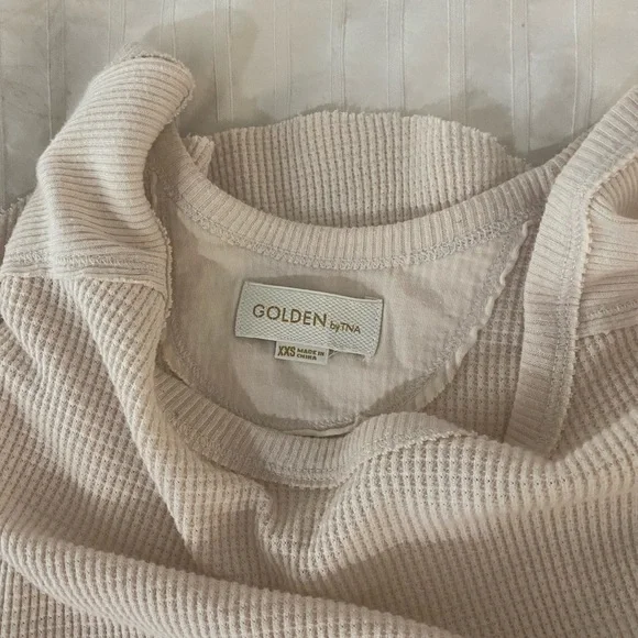 Golden by TNA long sleeve cream waffle shirt size: xxs - Picture 2 of 4